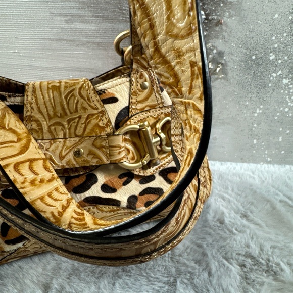 Hype Animal Print Brass Metal Leather Shoulder Bag Gold Tone, - Picture 5 of 11
